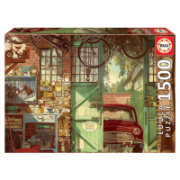 Educa puzzle Old garage, Arly Jones 1500 dielov a fix lepidlo 18005