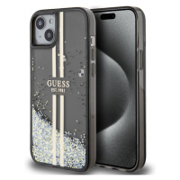 Guess PC/TPU Liquid Glitter Gold Stripe Zadný Kryt pre iPhone 15 Plus Black