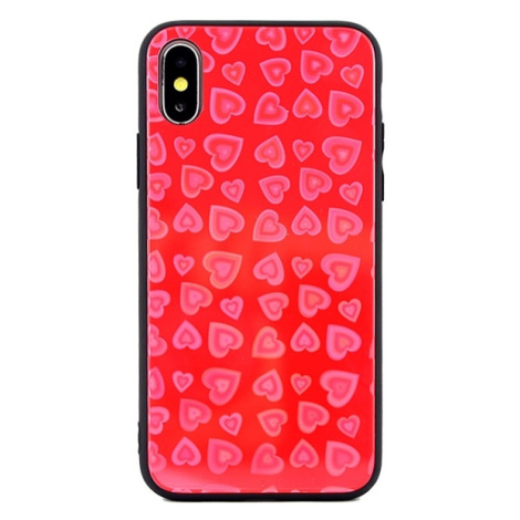 Plastové puzdro na Apple iPhone 7/8/SE 2020/SE 2022 Glass Hearts červené