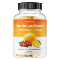 MOVIT ENERGY MOVit Vitamín C 1200 mg so šípkami + Vitamín D + Zinok Premium 90 tabliet