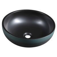 Keramické umývadlo PRIORI na dosku, Ø 41 cm, čierna/zelená PI039