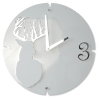Nástenné akrylové hodiny Jeleň Flex z66d-2, 30 cm, biele matné
