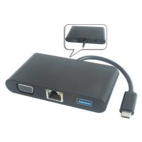 PremiumCord Prevodník USB-C 3.1 na VGA + Audio + USB3.0 + RJ45 + PD charge