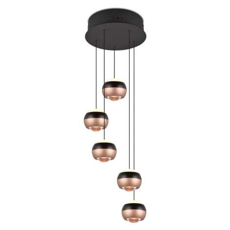 LED závesné svietidlo s kovovým tienidlom ø 30 cm v čierno-medenej farbe Orbit - Trio Select