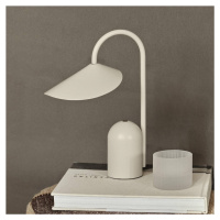 Ferm LIVING LED dobíjacia stolová lampa Arum, béžová, stmievateľná, IP44