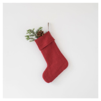 Červená vianočná ľanová závesná dekorácia Linen Tales Christmas Stocking