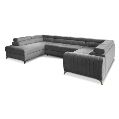 Tmavosivá rozkladacia/s úložným priestorom rohová pohovka (ľavý roh/do tvaru "U") Louis – ELTAP