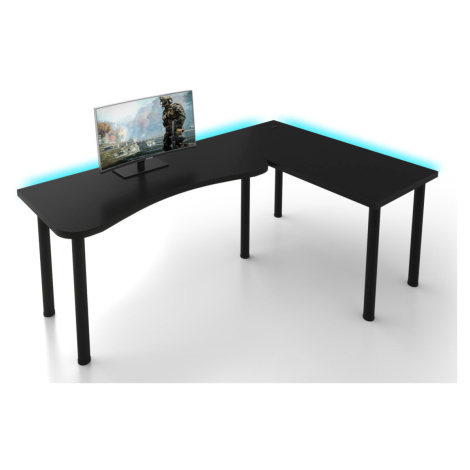 Expedo Počítačový rohový stôl MOOD L s LED, 200/135x73-76x65, čierna, pravý