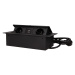 Nábytková zásuvka výklopná 2x230V + 2xUSB 2mm oblá čierna - 3m kábel (ORNO)