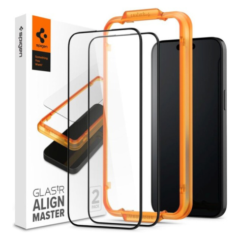 Spigen Glass tR AlignMaster 2 Pack tvrdené sklo iPhone 15 Pro Max čierne