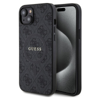 Guess PU Leather 4G Colored Ring MagSafe Zadný Kryt pre iPhone 15 Plus Black