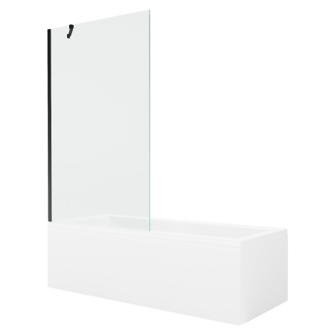 MEXEN/S - Cubik obdĺžniková vaňa 160 x 70 cm s panelom + vaňová zástena 100 cm, transparent, čie