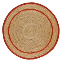 Červeno-prírodnej farbe okrúhly koberec ø 90 cm Mahon – Universal