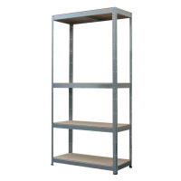 Regál Racks, kovový, MDF, 4 police, 700x300x1500 mm, max. 150 kg/polica