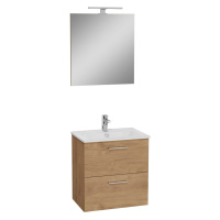 Kúpeľňová zostava s umývadlom, zrkadlom a osvetlením VitrA Mia 59x61x39,5 cm dub MIASET60D