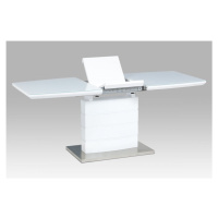 AUTRONIC HT-440 WT rozkladací jedálenský stôl 140+40x80x76cm, biely lesk, biele sklo/brusený ner