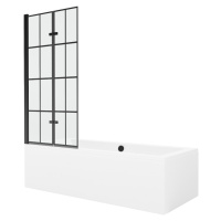 MEXEN/S - Cube obdĺžniková vaňa 170 x 80 cm s panelom + vaňová zástena 80 cm, čierna vzor 550517
