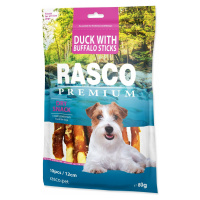 Pochúťka Rasco Premium byvolia koža obalená kačacím mäsom, tyčinky 80g