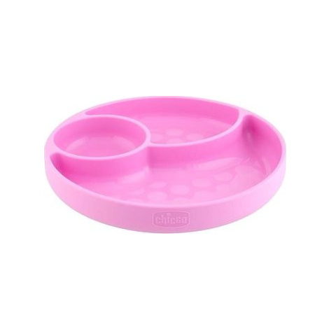 Chicco silikónový tanier ružový, 12 mes.+