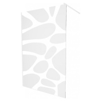 MEXEN/S - KIOTO Sprchová zástena WALK-IN 90 x 200, transparent/biely vzor 8 mm, biela 800-090-10