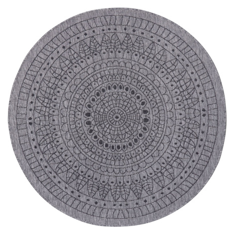 Kusový koberec Twin-Wendeteppiche 105476 Night Silver kruh – na ven i na doma - 140x140 (průměr)