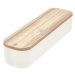 Biely úložný box s vekom z dreva paulownia iDesign Eco, 9 x 36,5 cm