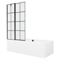 MEXEN/S - Cube obdĺžniková vaňa 170 x 80 cm s panelom + vaňová zástena 100 cm, čierna vzor 55051
