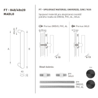 FT - MADLO kód 840 40x20 mm ST ks NEM - nerez matná (F60) 800 mm 40x20 mm