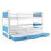 Expedo Poschodová posteľ FIONA 3 COLOR + matrac + rošt ZDARMA, 90x200 cm, biela/blankytná