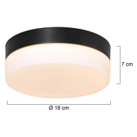 LED stropné svietidlo Ikaro čierne, Ø 18 cm, kov, plast