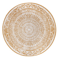 Okrovožlto-biely okrúhly vonkajší koberec ø 140 cm Siruma – NORTHRUGS
