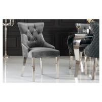 LuxD 25252 Dizajnová stolička Queen Levia hlava zamat sivá