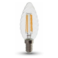 Žiarovka sviečková LED Filament E14 4W, 2700K, 320lm,  VT-1985D (V-TAC)