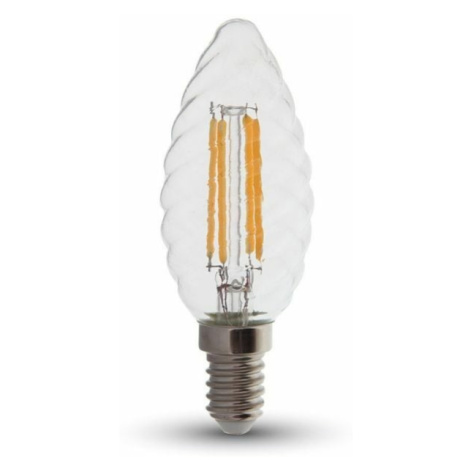 Žiarovka sviečková LED Filament E14 4W, 2700K, 320lm,  VT-1985D (V-TAC)
