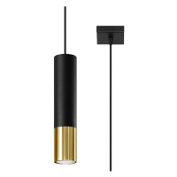 Závesné svietidlo s kovovým tienidlom v čierno-zlatej farbe 8x8 cm Longbot - Nice Lamps