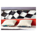 Detská posteľ racer 120x200cm - biela/červená/rock