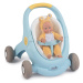 Chodítko a kočík pre bábiku Croc Baby Walker MiniKiss 3in1 Smoby s brzdou a bezpečnostným pásom 