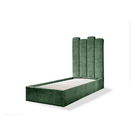 Zelená čalúnená jednolôžková posteľ s úložným priestorom s roštom 90x200 cm Dreamy Aurora – Miuf Miuform