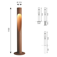 Louis Poulsen Flindt uzemnené 110 cm corten