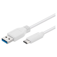 PremiumCord USB-C/male - USB 3.0 A/Male, biely, 1m