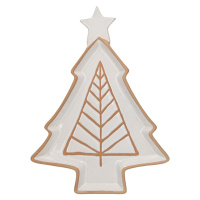 Dekoria Kameninový tanier Beige Christmas Tree scandi, 26 x 35 x 2 cm