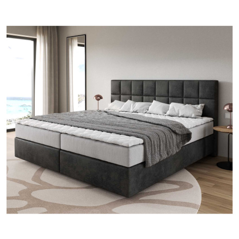 DELIFE Boxspring posteľ Dream-Fine mikrovlákno antracitová vintage 200×200 cm s vreckovou pružin