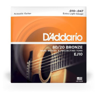 D'Addario EJ10 80/20 Bronze Extra Light - .010 - .047