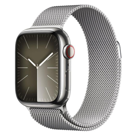 APPLE WATCH SERIES 9 GPS + CELLULAR 41MM SILVER STAINLESS STEEL CASE SILVER MILANESE LOOP,MRJ43Q