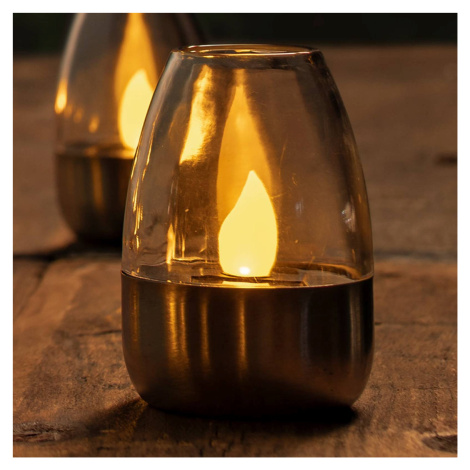 Solárne stolové lampy Lindby LED Pedas, sada 10 ks, sivá