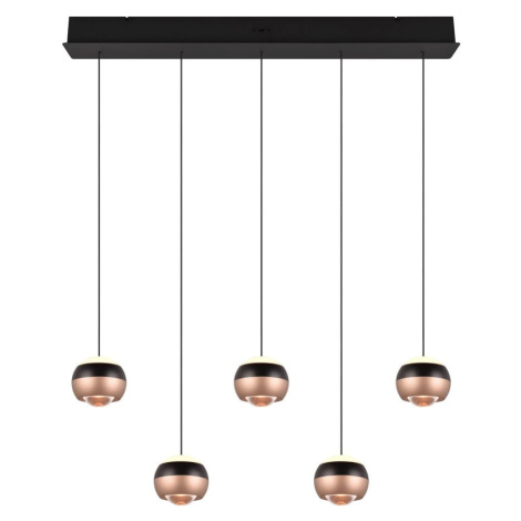 LED závesné svietidlo s kovovým tienidlom v čierno-medenej farbe Orbit - Trio Select