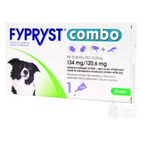 Fypryst combo spot-on 134/120,6 mg mužský stredný 1 pip 2 + 1 zadarmo
