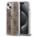 Guess IML 4G Gold Stripe Zadný Kryt pre iPhone 15 Brown