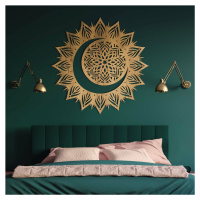 Drevená mandala na stenu - Slnko a mesiac