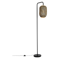 Orientálna stojaca lampa bambus s čiernou - Yvonne
